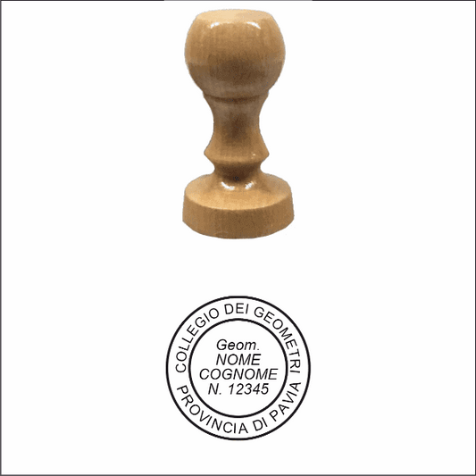 Timbro manuale in legno rotondo Ø 30 mm