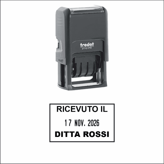 Timbro datario autoinchiostrante con piastra Trodat 4750 - Timbri24.store